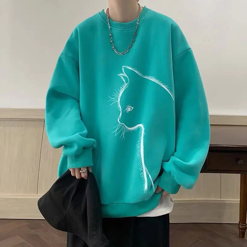 Men's Casual Oversized Graphic Sweatshirt (Long Sleeve)