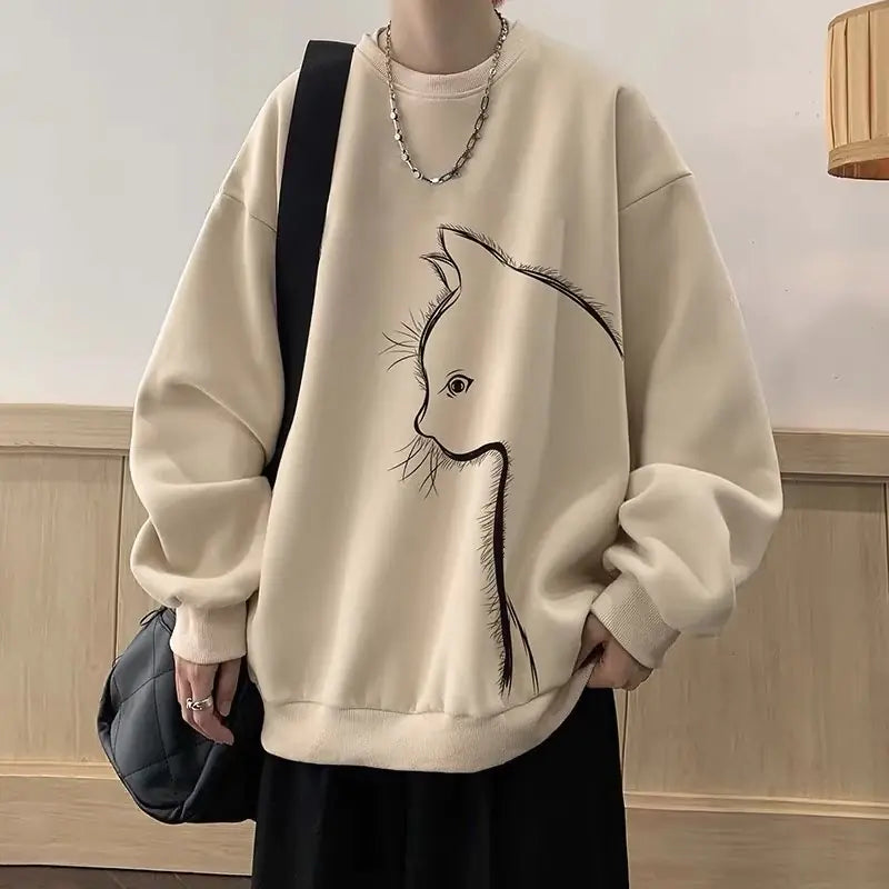 Men's Casual Oversized Graphic Sweatshirt (Long Sleeve)