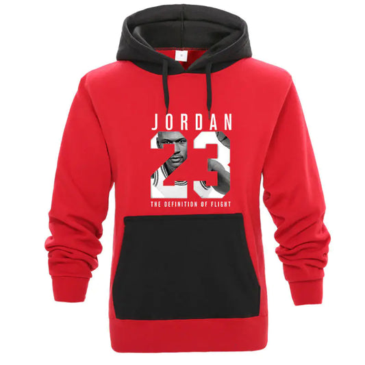 Men's Color Block Hooded Sweatshirt with Print 23