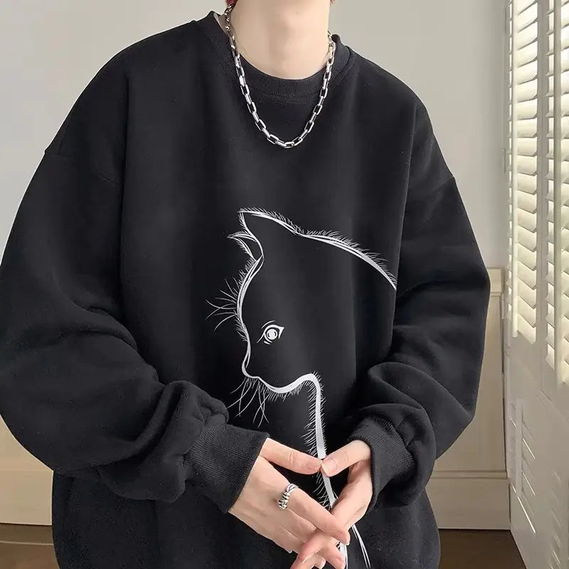 Men's Casual Oversized Graphic Sweatshirt (Long Sleeve)