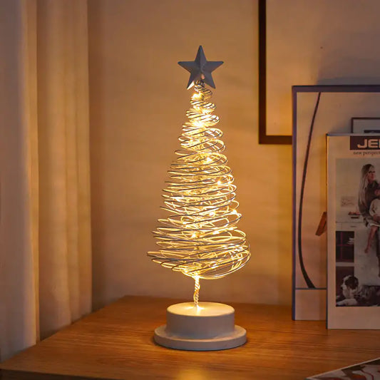 Spiral LED Christmas Tree Light – Metal Desk Ornament