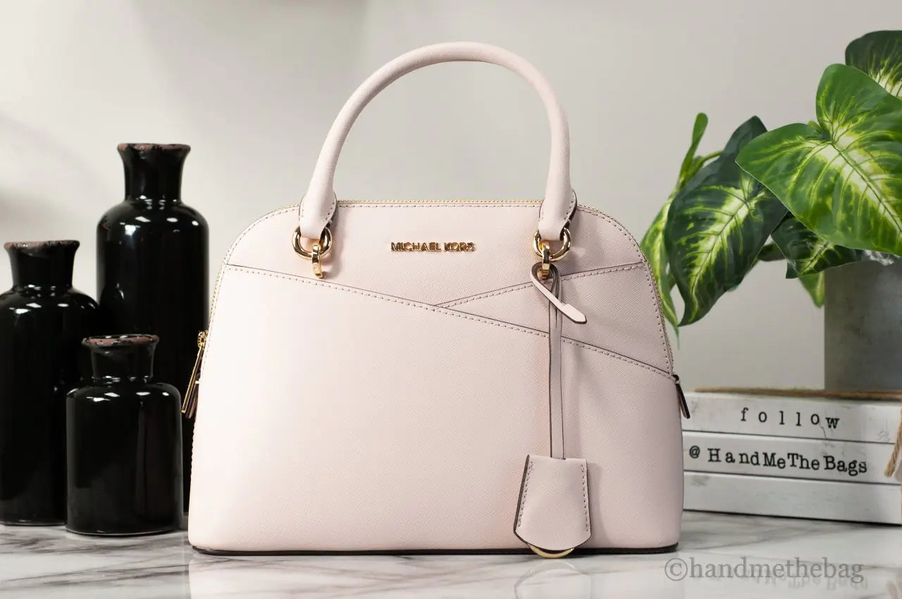 Michael Kors Jet Set Travel Medium Powder Blush Leather Dome X Cross Satchel Bag