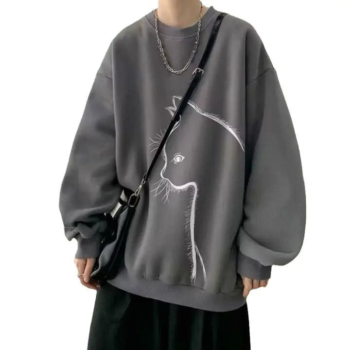 Men's Casual Oversized Graphic Sweatshirt (Long Sleeve)