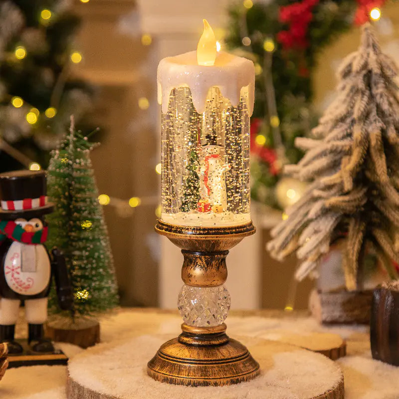 Christmas Candle Lights – Crystal Snowfall Decorative Lamp
