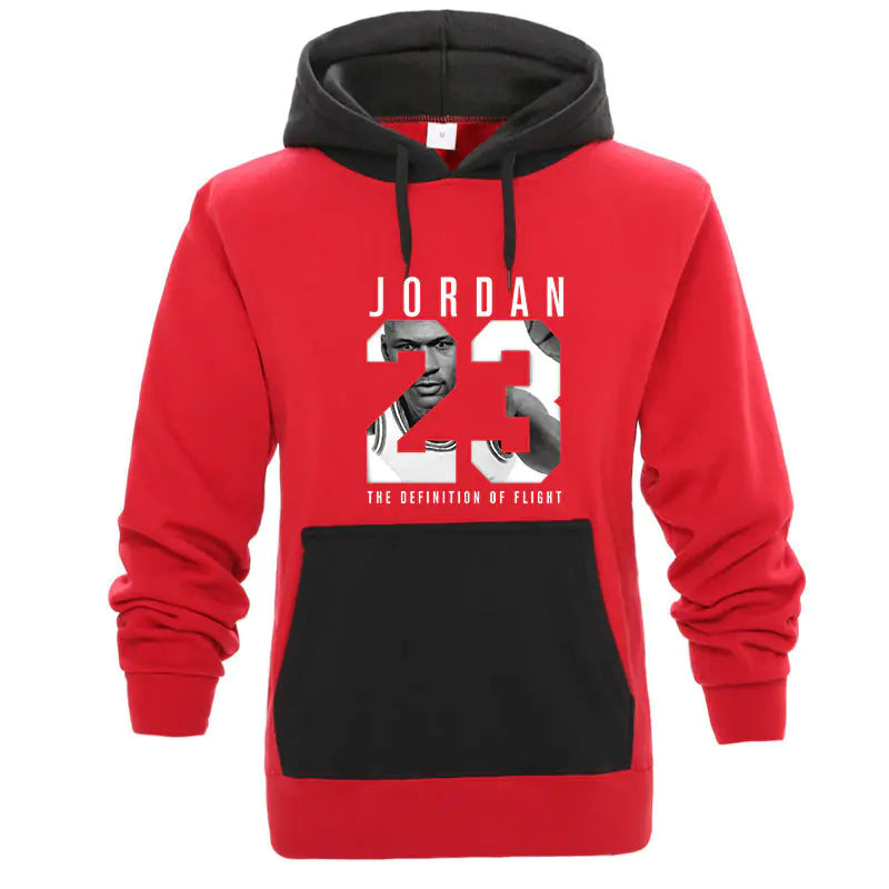Men's Color Block Hooded Sweatshirt with Print 23
