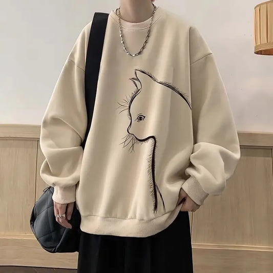 Men's Casual Oversized Graphic Sweatshirt (Long Sleeve)