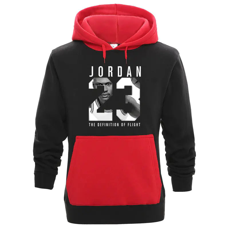 Men's Color Block Hooded Sweatshirt with Print 23