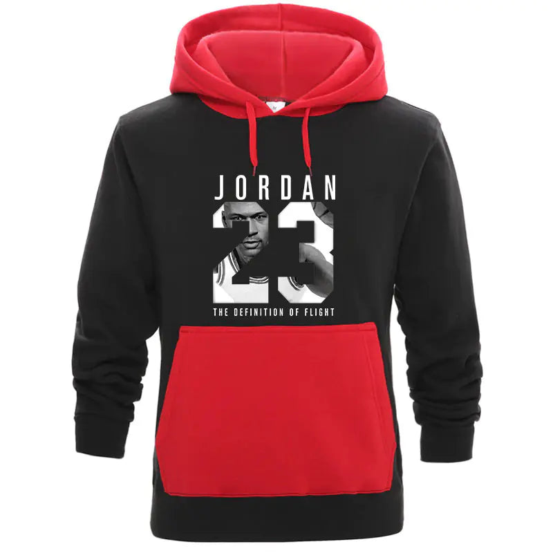Men's Color Block Hooded Sweatshirt with Print 23
