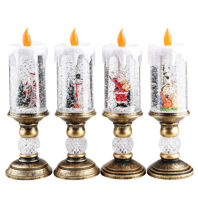 Christmas Candle Lights – Crystal Snowfall Decorative Lamp