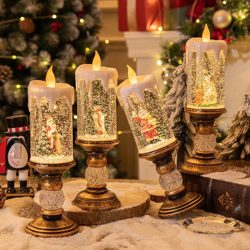 Christmas Candle Lights – Crystal Snowfall Decorative Lamp