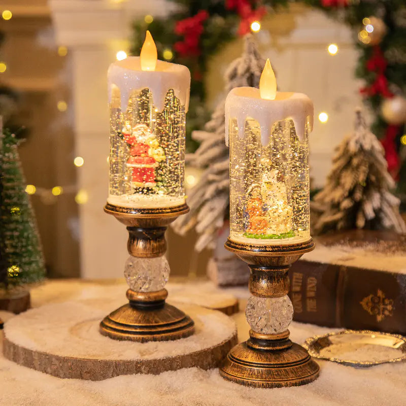 Christmas Candle Lights – Crystal Snowfall Decorative Lamp