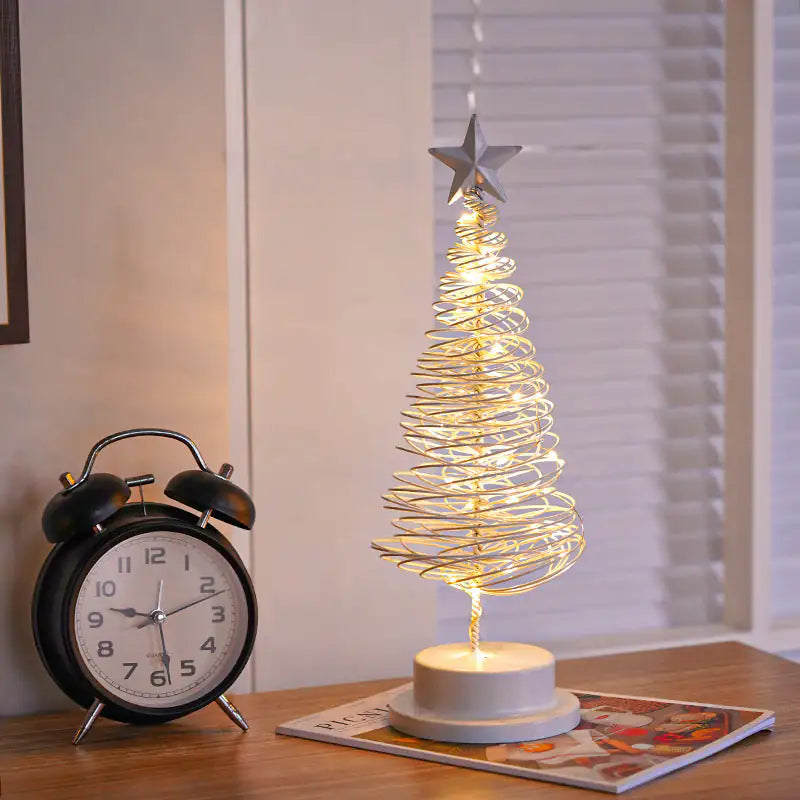 Spiral LED Christmas Tree Light – Metal Desk Ornament