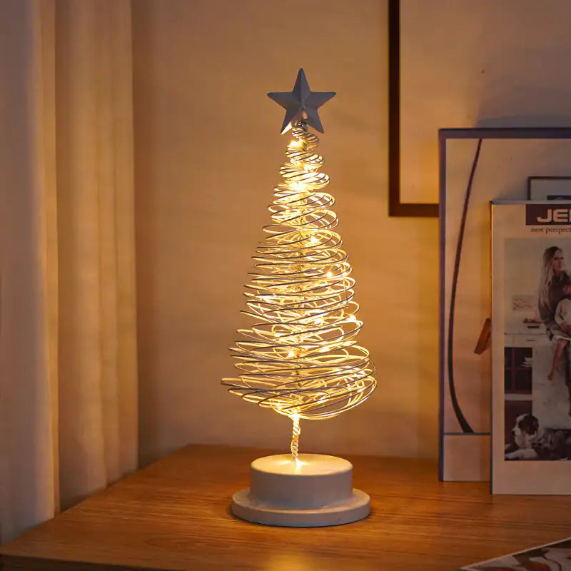 Spiral LED Christmas Tree Light – Metal Desk Ornament