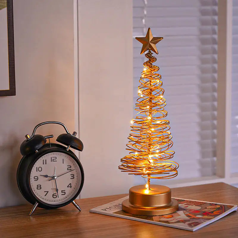 Spiral LED Christmas Tree Light – Metal Desk Ornament