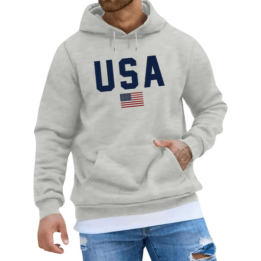 Men’s Western Graphic Fleece Hoodie | USA Pullover with Pockets