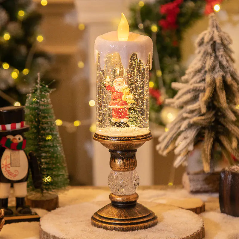 Christmas Candle Lights – Crystal Snowfall Decorative Lamp