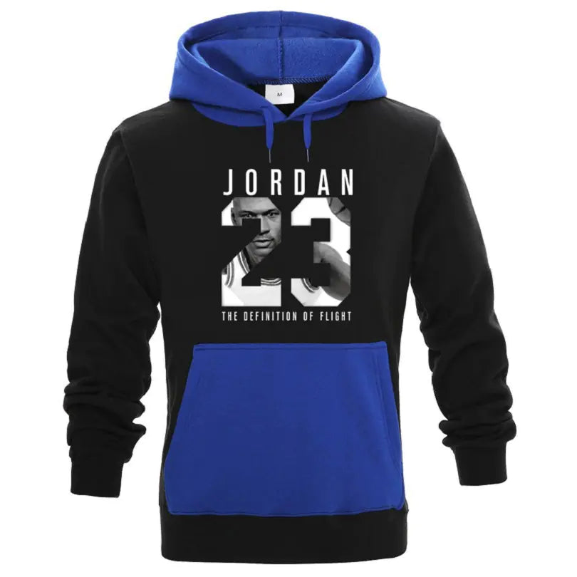 Men's Color Block Hooded Sweatshirt with Print 23