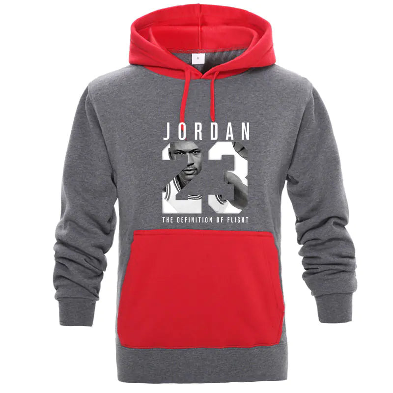 Men's Color Block Hooded Sweatshirt with Print 23