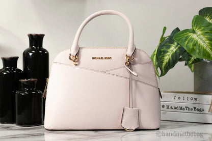 Michael Kors Jet Set Travel Medium Powder Blush Leather Dome X Cross Satchel Bag