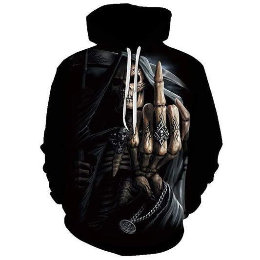Lontse Hoodies Men Skull 3D Graphic Print Sweatshirts Pullover Tops with Pocket¡ê?XX-Large