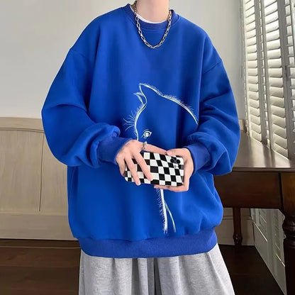 Men's Casual Oversized Graphic Sweatshirt (Long Sleeve)