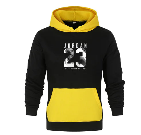 Men's Color Block Hooded Sweatshirt with Print 23