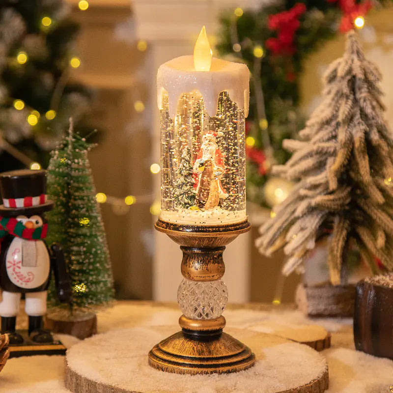 Christmas Candle Lights – Crystal Snowfall Decorative Lamp