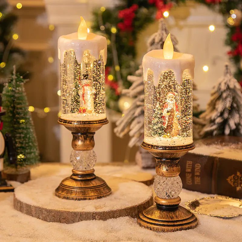 Christmas Candle Lights – Crystal Snowfall Decorative Lamp