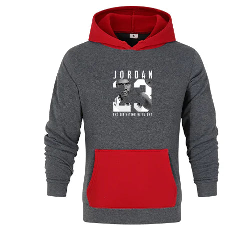 Men's Color Block Hooded Sweatshirt with Print 23