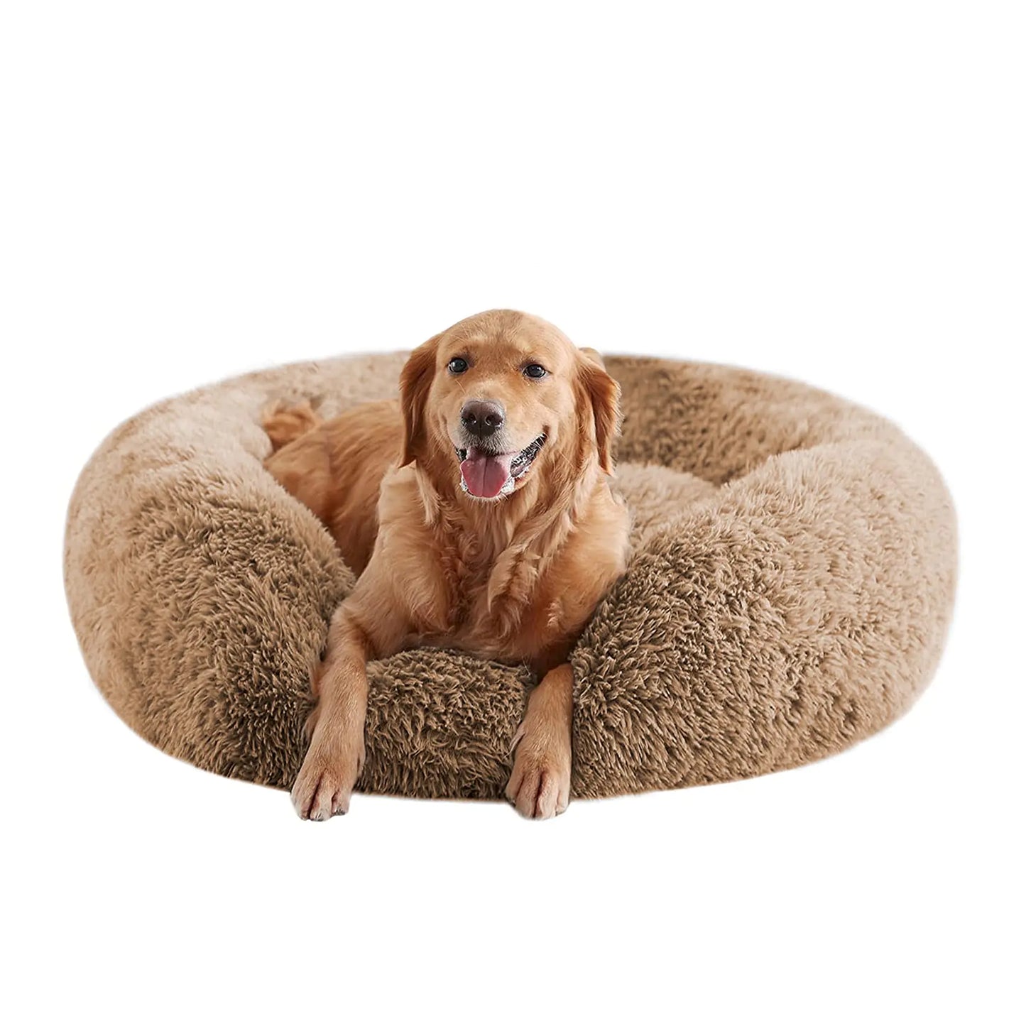 URGVANZ Calming Donut Dog Bed, Fluffy Washable Pet Bed for Large Dogs up to 80 lbs (34”)